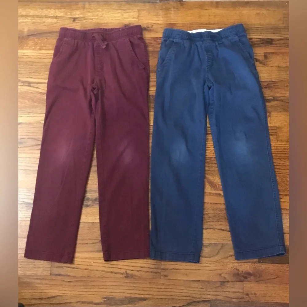 Wonder Nation Burgundy / Navy Blue School Uniform Pants  Large  Elastic Waist